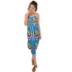 Monster And Cute Monsters Fight With Snake And Cyclops Waist Tie Cover Up Chiffon Dress by DinzDas