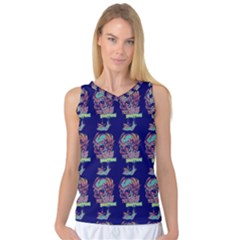 Jaw Dropping Horror Hippie Skull Women s Basketball Tank Top by DinzDas