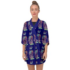 Jaw Dropping Horror Hippie Skull Half Sleeve Chiffon Kimono by DinzDas