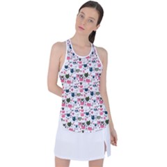 Adorable Seamless Cat Head Pattern01 Racer Back Mesh Tank Top by TastefulDesigns