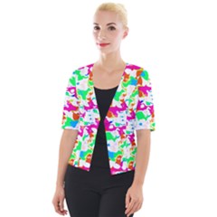 Bright Multicolored Abstract Print Cropped Button Cardigan by dflcprintsclothing