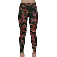 Red Dark Camo Abstract Print Classic Yoga Leggings by dflcprintsclothing