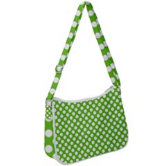 Pastel Green Lemon, White Polka Dots Pattern, Classic, Retro Style Zip Up Shoulder Bag by Casemiro