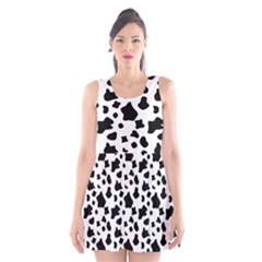 Black And White Cow Spots Pattern, Animal Fur Print, Vector Scoop Neck Skater Dress by Casemiro