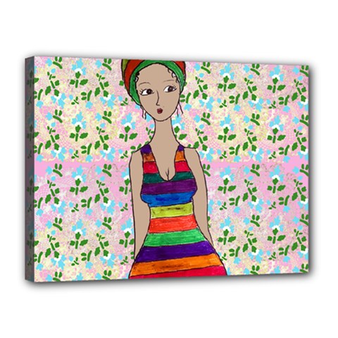 Tan Swimmer Flowerwall Canvas 16  X 12  (stretched) by snowwhitegirl