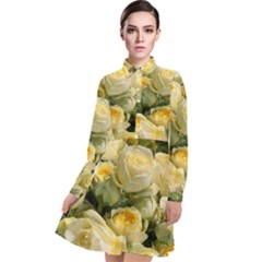 Yellow Roses Long Sleeve Chiffon Shirt Dress by Sparkle