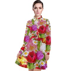 Beautiful Floral Long Sleeve Chiffon Shirt Dress by Sparkle