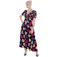 Colorful Love Button Up Short Sleeve Maxi Dress by Sparkle