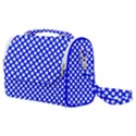 Dark blue and white polka dots pattern, retro pin-up style theme, classic dotted theme Satchel Shoulder Bag View1