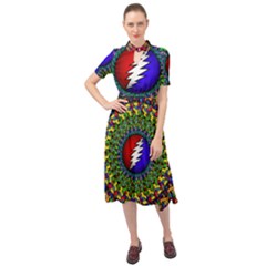 Grateful Dead Keyhole Neckline Chiffon Dress by Sapixe