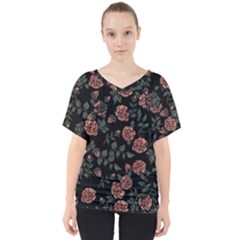 Dusty Roses V-neck Dolman Drape Top by BubbSnugg