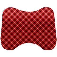 Three Color Tartan, Red Grey, Black Buffalo Plaid Theme Head Support Cushion by Casemiro