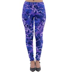 Vibrant Blue Flowers Pattern Motif Lightweight Velour Leggings by dflcprintsclothing