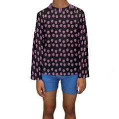 Peach Purple Daisy Flower Black Kids  Long Sleeve Swimwear by snowwhitegirl