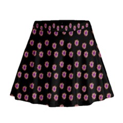 Peach Purple Daisy Flower Black Mini Flare Skirt by snowwhitegirl