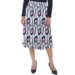 Doctor Pattern White Classic Velour Midi Skirt  by snowwhitegirl