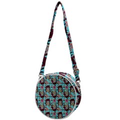 Braids Doll Daisies Blue Crossbody Circle Bag by snowwhitegirl