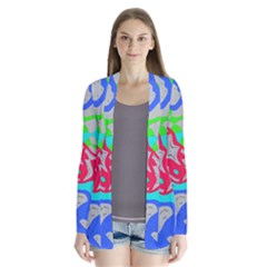 Colorful Distorted Shapes On A Grey Background                                                   Drape Collar Cardigan by LalyLauraFLM