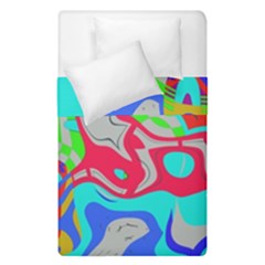 Colorful Distorted Shapes On A Grey Background                                                      Duvet Cover (single Size) by LalyLauraFLM