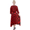 Spiral Abstraction Red, abstract curves pattern, mandala style Quarter Sleeve Wrap Front Maxi Dress View2