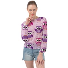 Seamless Cute Colourfull Owl Kids Pattern Banded Bottom Chiffon Top by Amaryn4rt
