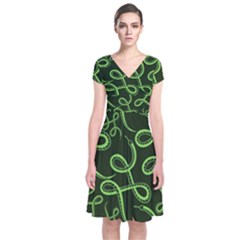 Snakes Seamless Pattern Short Sleeve Front Wrap Dress by Amaryn4rt