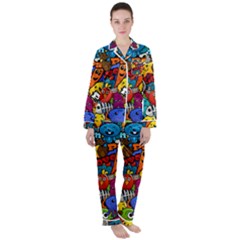 Graffiti Characters Seamless Pattern Satin Long Sleeve Pyjamas Set by Amaryn4rt