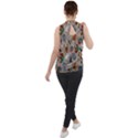 Tattoo Pattern Mock Neck Chiffon Sleeveless Top View2