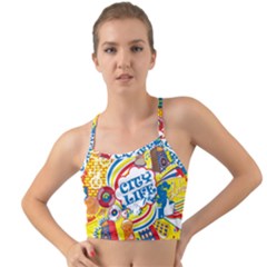 Colorful City Life Horizontal Seamless Pattern Urban City Mini Tank Bikini Top by Amaryn4rt