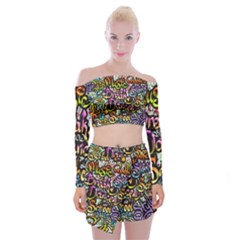 Graffiti Word Seamless Pattern Off Shoulder Top With Mini Skirt Set by Amaryn4rt