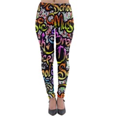 Graffiti Word Seamless Pattern Lightweight Velour Leggings by Amaryn4rt