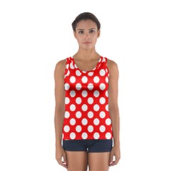 Large White Polka Dots Pattern, Retro Style, Pinup Pattern Sport Tank Top  by Casemiro