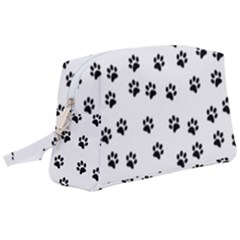 Dog Paws Pattern, Black And White Vector Illustration, Animal Love Theme Wristlet Pouch Bag (large) by Casemiro