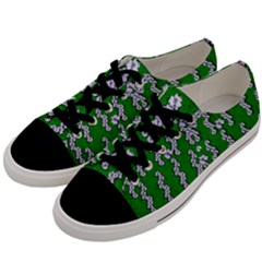 Cherry-blossoms Branch Decorative On A Field Of Fern Men s Low Top Canvas Sneakers by pepitasart