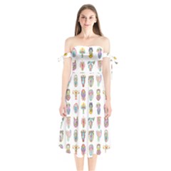 Female Reproductive System  Shoulder Tie Bardot Midi Dress by ArtByAng