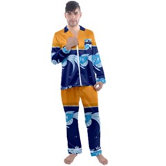 Fish Water Fisherman Men s Long Sleeve Satin Pyjamas Set by HermanTelo
