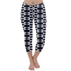 Black And White Triangles Capri Winter Leggings  by Sparkle