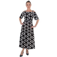 Black And White Triangles Shoulder Straps Boho Maxi Dress  by Sparkle
