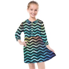 Digital Waves Kids  Quarter Sleeve Shirt Dress by Sparkle