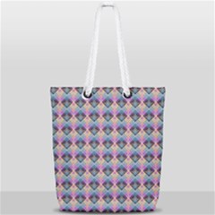 Pink And Blue Full Print Rope Handle Tote (small) by Sparkle