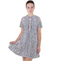 Summer Florals In The Sea Pond Decorative Short Sleeve Shoulder Cut Out Dress  View1