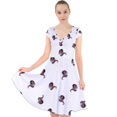 Ugly Monster Fish Drawing Cap Sleeve Front Wrap Midi Dress by dflcprintsclothing