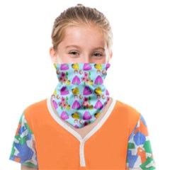 Girl With Hood Cape Heart Lemon Pattern Blue Face Covering Bandana (kids) by snowwhitegirl