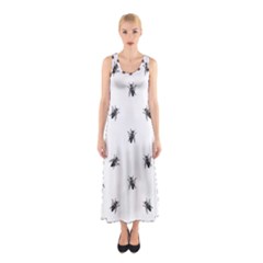 Housefly Drawing Motif Print Pattern Sleeveless Maxi Dress by dflcprintsclothing