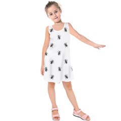 Housefly Drawing Motif Print Pattern Kids  Sleeveless Dress by dflcprintsclothing