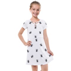 Housefly Drawing Motif Print Pattern Kids  Cross Web Dress by dflcprintsclothing