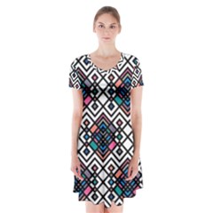 Boho Geometric Short Sleeve V-neck Flare Dress by tmsartbazaar