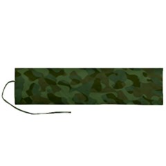 Green Army Camouflage Pattern Roll Up Canvas Pencil Holder (l) by SpinnyChairDesigns