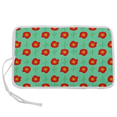 Flower Pattern Ornament Pen Storage Case (l)