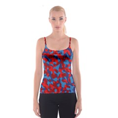 Red And Blue Camouflage Pattern Spaghetti Strap Top by SpinnyChairDesigns